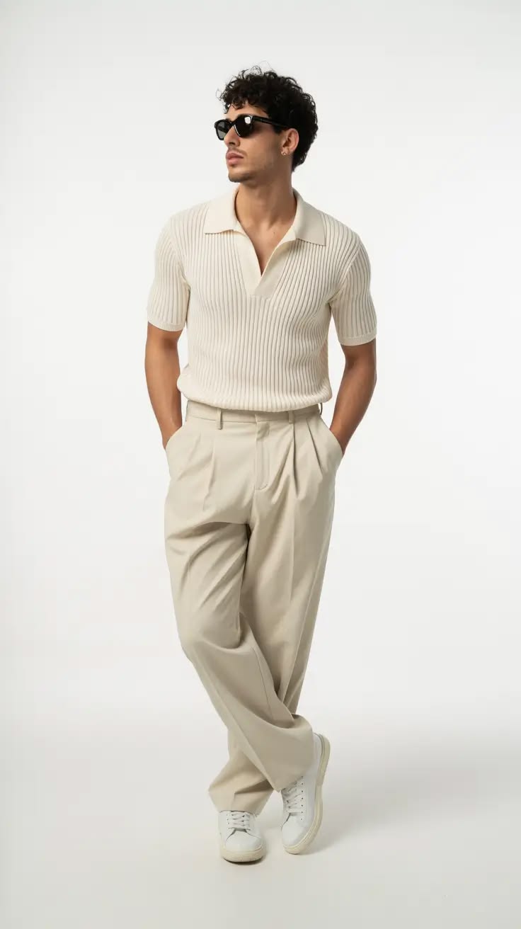 Casual Men’s Short Sleeve Knit Polo Shirt